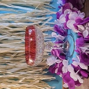 Large Vintage Goblet from the 50's. Indiana Glass Diamond Point Ruby Red.